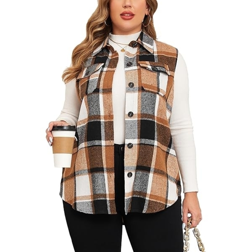 Plaid Button-Up Vest